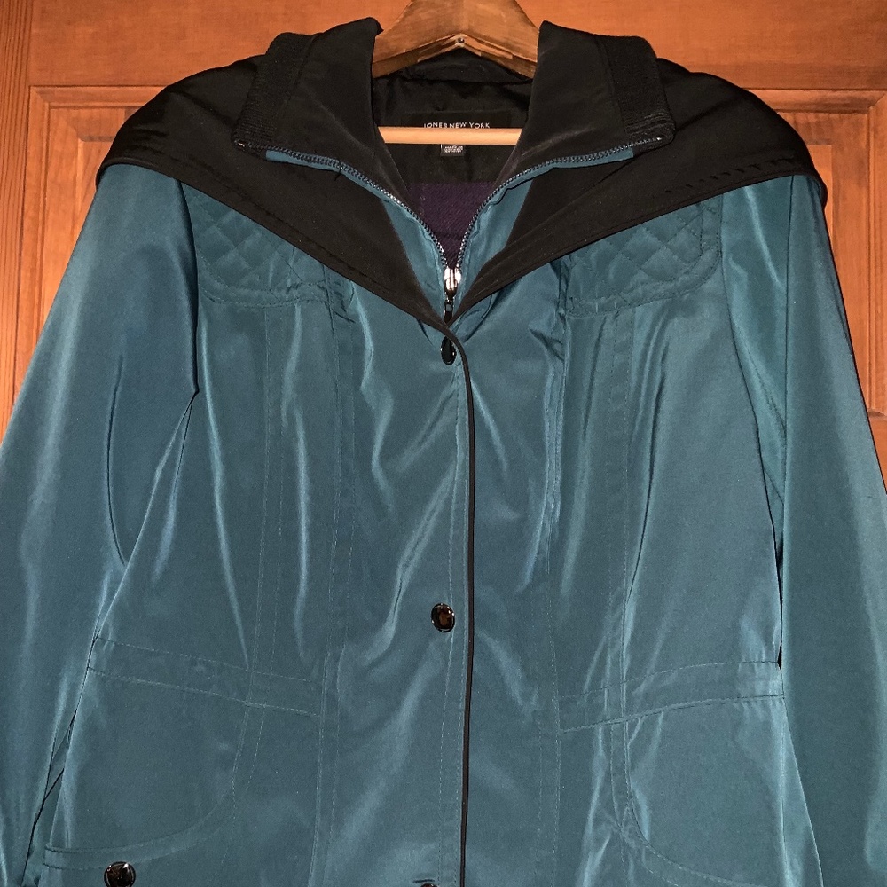 Jones New York Womens Winter Jacket, Sz - Small, Teal/Black